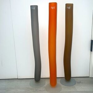 Set of 3 DutZ Handblown Modern 2’ Tall Vases in Orange Gray Brown